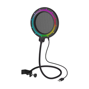 Micrófono Dinámico Profesional RGB con Cable, Cubierta de Esponja Insonorizante y Antiviento con Luces LED, Reducción de Ruido para <span class=keywords><strong>Karaoke</strong></span> en Vivo - Product Image 1