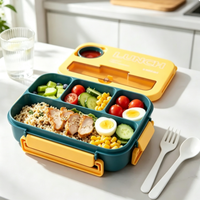 Boîte à lunch portable pour enfants, étudiants, bureau, rentrée scolaire, boîte bento avec fourchette et cuillère, récipient de stockage alimentaire pour micro-ondes