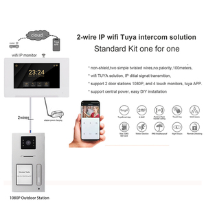 Sonnette vidéo TYSH Tuya avec moniteur 7 pouces 1080P, portée de 150 m, résistante à l'eau, <span class=keywords><strong>interphone</strong></span> électrique filaire avec application Tuya - Product Image 2