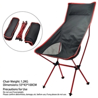 Chaise pliante d'extérieur ultra-légère en alliage d'aluminium, chaise surélevée portable avec dossier pour la relaxation et la ventilation