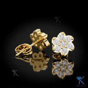Lab Grown Diamond Floral Daisy Cluster <b>Stud</b> Earrings 14K 18K Solid Gold 7 Stone Fine Women Jewelry Bridal Anniversary Gift - Product Image 1