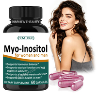 Suplemen Kapsul Myo-Inositol D-Chiro Inositol 100% Murni untuk Kesehatan Ovarium Dewasa (60 Kapsul Per Botol)