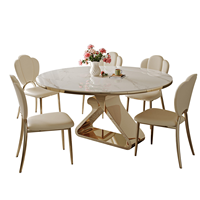 Mesa de Comedor Extensible de Estilo Moderno y Minimalista, con Superficie Redonda de Piedra, para Hogares Pequeños, Conversión de Cuadrada a Redonda, Estilo de Lujo Ligero