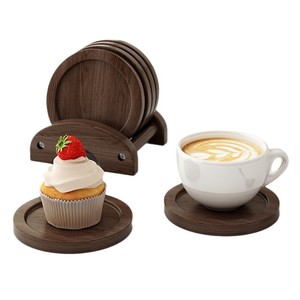 Juego de posavasos redondos de bambú retro de 8.8 cm, alfombrilla aislante del calor para el hogar, soporte para tazas de té - Product Image 5