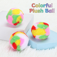 Balle à mâcher colorée en peluche pour chat, jouet élastique et moelleux pour animaux de compagnie, balle arc-en-ciel pour le nettoyage des dents et la poursuite, pour le jeu en intérieur