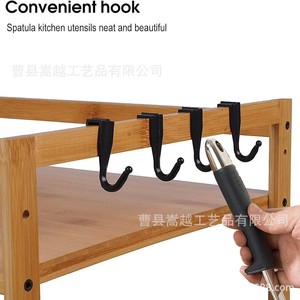 Solid Wood <b>Kitchen</b> Storage <b>Rack</b> 55x35x42cm Double Layer Multi Functional Organizer For Microwave And Spices - Product Image 3