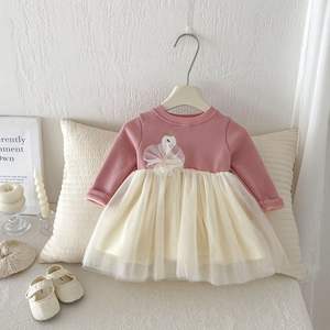 Vestido Maxi de Lana para Niñas, Estilo Dulce y Transpirable, Diseño de <span class=keywords><strong>Princesa</strong></span> Otoñal, Terciopelo, Malla de <span class=keywords><strong>Cisne</strong></span>, Grosor Ordinario, para Niñas Pequeñas - Product Image 3