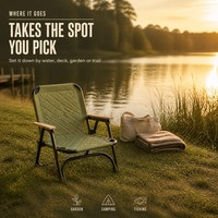 Chaise pliante d'extérieur pour la pêche au bord du lac, avec siège matelassé en Oxford 600D, chaise de loisirs portable pour le jardin et le camping