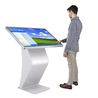 Kiosque d'information tactile sur pied en forme de K de 32/43 pouces, écran LCD interactif Android/Windows pour centres commerciaux et banques