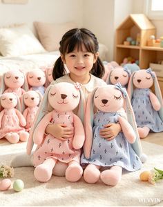 Peluche Lapin en Velours Doux de 35 cm avec Oreilles Longues, Rembourrage en Coton PP, Broderie de Logo Personnalisé, Poupée Lapin pour Anniversaire/Pâques (3-13 Ans) - Product Image 1