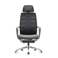 Chaise de bureau ergonomique moderne pivotante pour cadre, avec appui-tête 3D, hauteur réglable et accoudoirs fixes