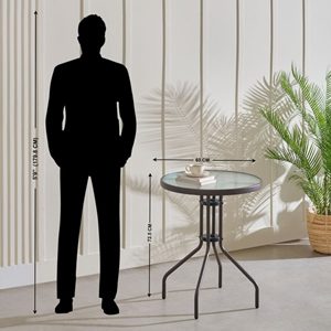 Mesa de Té Minimalista con Tapa de Vidrio para Terraza y Balcón, Muebles de Exterior con Superficie de Vidrio Templado y Metal Resistente - Product Image 5