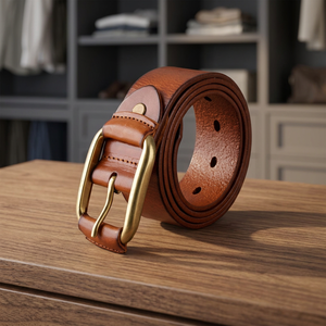 Cinturón Cuadrado Sólido de Cuero Vacuno Genuino para Hombre, Estilo Vintage, Resistente al Agua, Ecológico, de Primera Calidad, Moderno para Uso Diario - Product Image 1