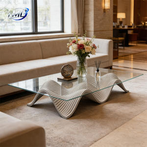 Parametric Customized Solid Wood Furniture Oak Veneer Modern <b>Side</b> Coffee <b>Table</b> for Living Room clear Glass Oval Allure Luxury - Product Image 3