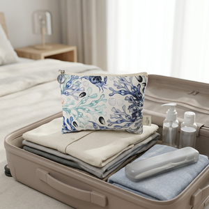 Pochettes cosmétiques en coton en gros, sacs de rangement de maquillage de voyage avec logo personnalisé - Product Image 1