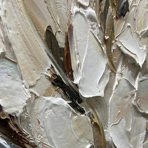 Minimalist Petals of Beige textured Impressionist Floral Oil Painting Framed Wall Art Artwork Home Decor Commercial Decoration - Product Image 6