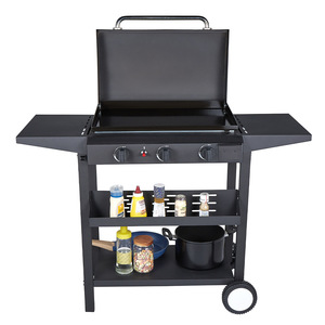 <span class=keywords><strong>Barbecue</strong></span> au <span class=keywords><strong>gaz</strong></span> moderne et résistant au vent pour l'extérieur, <span class=keywords><strong>avec</strong></span> 3 brûleurs, <span class=keywords><strong>couvercle</strong></span> et roulettes, portable, sans fumée, pour plusieurs personnes - Product Image 4