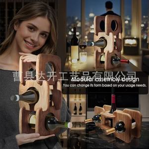 Wooden Wine Rack 3 Tier Solid Wood Bottle Holder Display Storage <b>Tabletop</b> Home Decor - Product Image 3