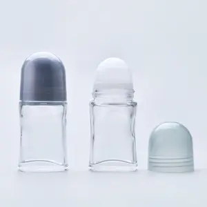 Low Price 50ml Perfume Oil Roll On Glass Bottle With Roller Ball Frosted Deodorant Empty Essential Oil Glass Roll On Bottle