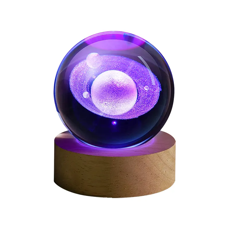 3D Solar System Crystal Ball Night Light and LED lamp Base Best Birthday Gift for Kids