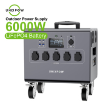Station d'alimentation portable d'urgence grande capacité 6KW 3600KW 3KW avec roues, générateur solaire LiFePO4 pour le camping familial en plein air