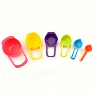 Cheap Eco-Friendly Kitchen Backing Tool 6-Piece Rainbow Multicolor PP Plastic Liquid <b>Measuring</b> <b>Spoons</b> and Cups Set - Product Image 6