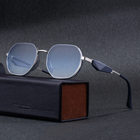 Lunettes de soleil KAJILA en gros, mode fantaisie, logo personnalisé, monture en métal polygonale, protection UV400, lunettes de soleil pour hommes