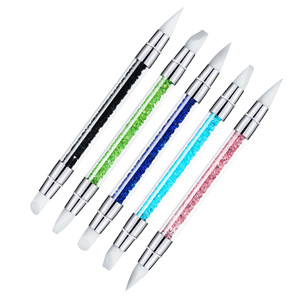 Dual-Head Silicone Nail Art Pen Drawing Hollow Carving Embossing Dotting Tool Rhinestone Acrylic Handle Manicure Salon Wholesale - Product Image 2