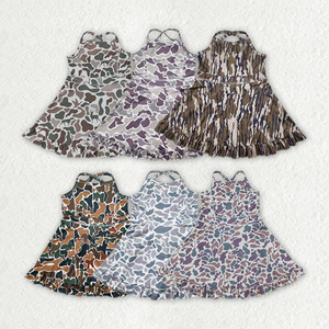 Vestidos de Yoga a la Rodilla con Estampado de Camuflaje y Tirantes para Niñas, 6 Colores a Juego para Hermanas - Product Image 1