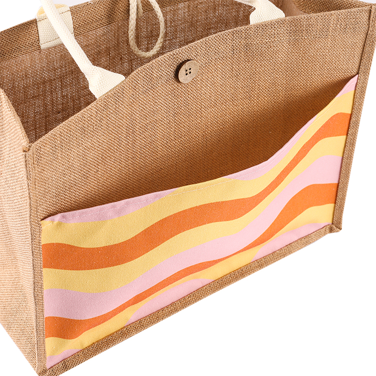 Custom Factory Hot Sale Good Quality Burlap Jute Tote Bag Custom Logo Eco Shopping Bag Canvas Inner Pocket