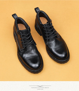 Chaussures montantes pour hommes avec empeigne en cuir véritable et semelle en caoutchouc antidérapante, idéales pour les affaires et les vacances - Product Image 4