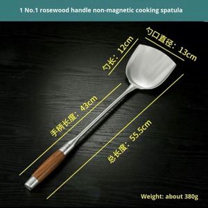 Good Quality Chef Tools Stainless Steel Turners with Rosewood Handle Soup Ladle Spoon Spatula Kitchen Cooking Tool - Product Image 6