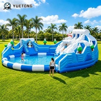 Parc aquatique gonflable commercial pour carnaval, piscine circulaire, toboggan Snowcap, structure gonflable pour enfants et adultes, location pour foire estivale, vente en gros