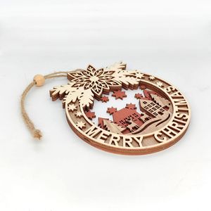 Ornement de Noël en bois rond découpé au laser, décoration suspendue pour la maison, le sapin, la fenêtre, motif Jésus, cerf, bougie - Product Image 4
