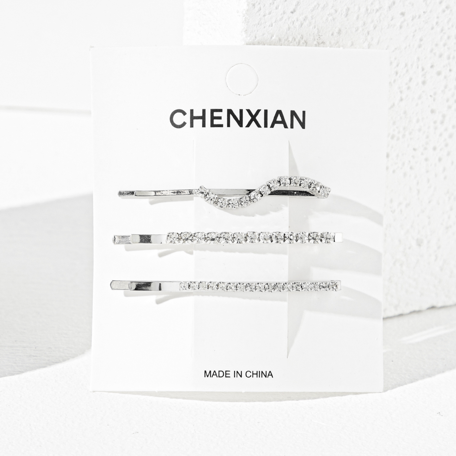Silver S-shaped diamond twist straight diamond4