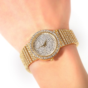 Montres <span class=keywords><strong>de</strong></span> luxe Hip Hop Bling en diamant glacé pour femme, <span class=keywords><strong>montre</strong></span>-bracelet couleur argent or, bijoux rappeur pour dames - Product Image 5
