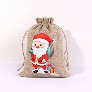 Bolsa de Arpillera Grande de 15x20cm con Cordón, Bolsa de Lino con Diseño Navideño, Bolsa de Yute para Regalos de Navidad, Dulces y Embalaje - Product Image 5
