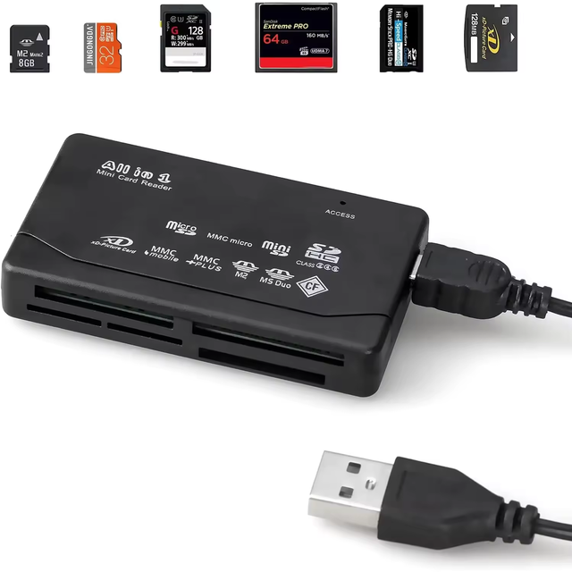 All in One Memory Card Reader USB External Cardreader SD SDHC Mini Micro M2 MMC XD CF Reader for MP3 Digital Camera