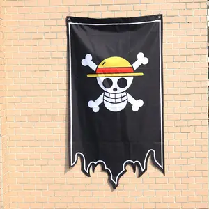 Großhandel 4 Designs 75x125cm Ruffy Zoro Law Strohhut dekorative hängende Flagge Zeichentrick figur HD Anime Flagge für Fan Collection