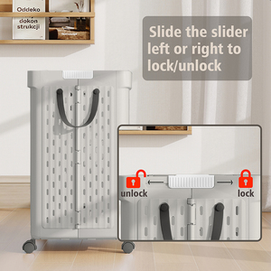 Plastic Collapsible Dirty Clothes Basket Folding Laundry Basket for Narrow Space Light Durable Basket With Wheel a Lid BT-403 - Product Image 6