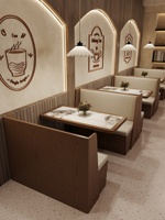 Table de salle à manger en bois massif pour restaurant commercial, restaurant de nouilles, restaurant à thème, café, et banquette de café.