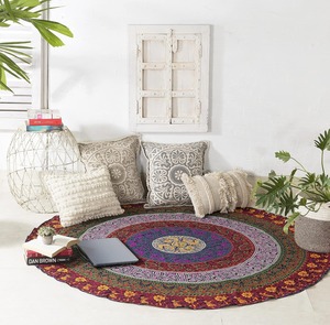 Bohemian Mandala Round Tapestry Wall Hanging, Ombre Hippie Indian Tapestry <b>Tablecloth</b>, Intricate Multicolor 70 Inch - Product Image 4