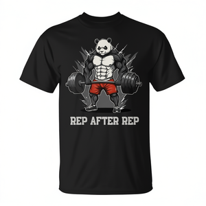 Camiseta Deportiva Anime Panda Negra de Manga Corta Unisex con Cuello Redondo y Diseño de Impresión Digital para Entrenamiento - Product Image 2