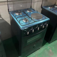 Kompor Multifungsi X 3 Gas 1 Listrik dengan Oven Gas Terintegrasi, Oven dengan Rak Panggangan, dan Baki