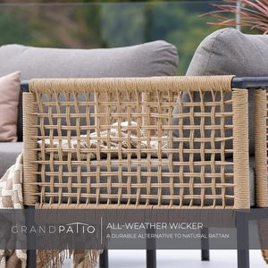 Set di Mobili in Rattan per Giardino, 4 Pezzi con Divano a 2 Posti, Poltrone <span class=keywords><strong>e</strong></span> Tavolo in Legno per Cortile di Hotel - Product Image 3