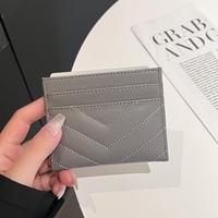 Dompet Kartu Wanita Mewah Kulit PU Quilted Grosir, Tempat Kartu Kredit Mini Tipis, Dompet Kecil Wanita Dengan Kemasan Kotak
