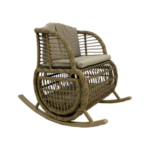 Sillón mecedora individual de ratán para patio y hogar, con cojín, apto para mascotas, para uso en balcón, mecedora metálica para exteriores y parques - Product Image 2