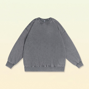 H5586 New Arrivals Wholesale Custom 350 Gsm Cotton Blends Sweatshirts Acid Wash Sweatshirts for Men for WOMEN - Product Image 6