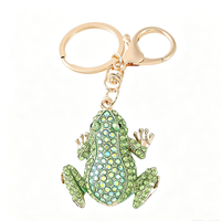 Porte-clés grenouille en strass étincelant vert, avec cristaux incrustés, breloque de sac animal amphibie mignonne, cadeau tendance
