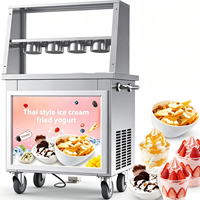 Machine à rouleaux de crème glacée et yogourt glacé à double pot et double compresseur pour chariots alimentaires, snack-bars et boutiques de desserts